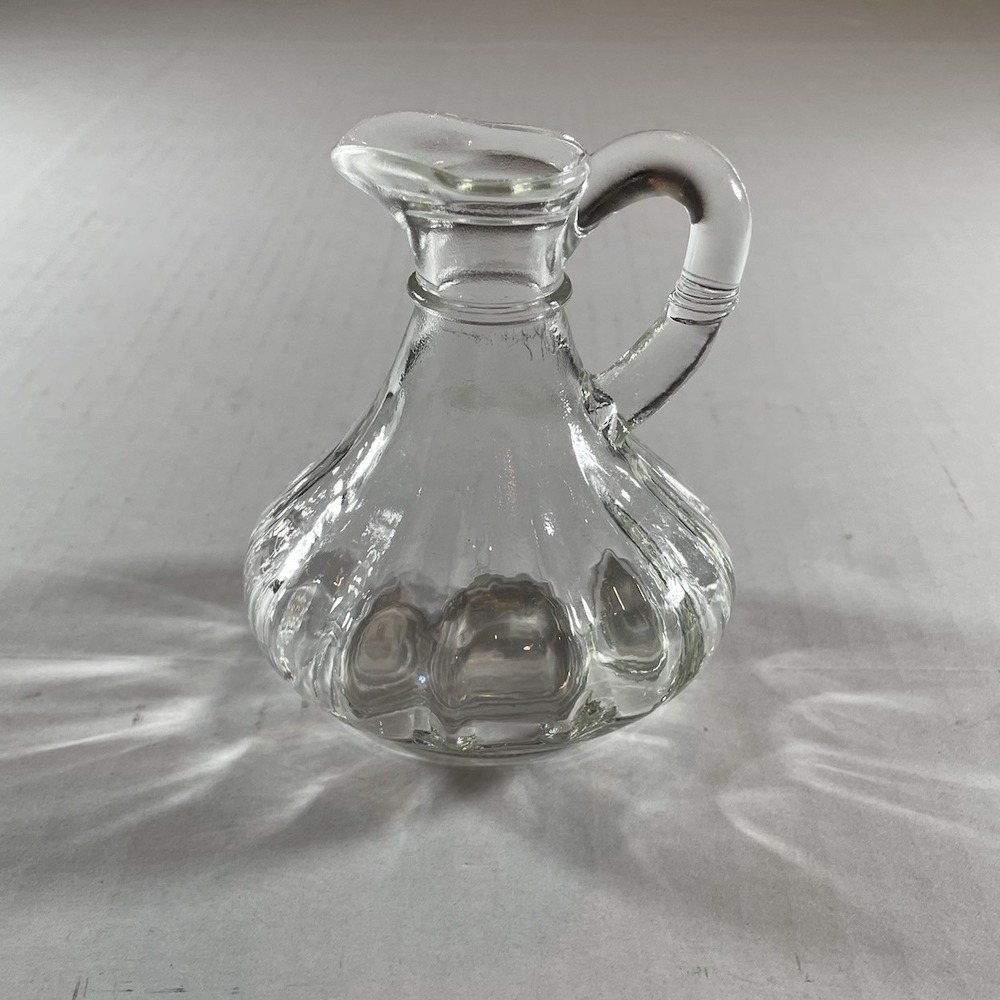 Vintage Anchor Hocking Clear Ribbed Glass Oil & Vinegar Cruet Bottle No‎ Stopper